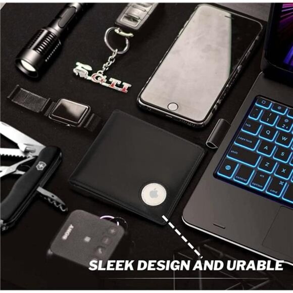 Air Tag Wallet Men Genuine Leather Bifold | RFID Blocking  for Men  - Picture 6 of 7